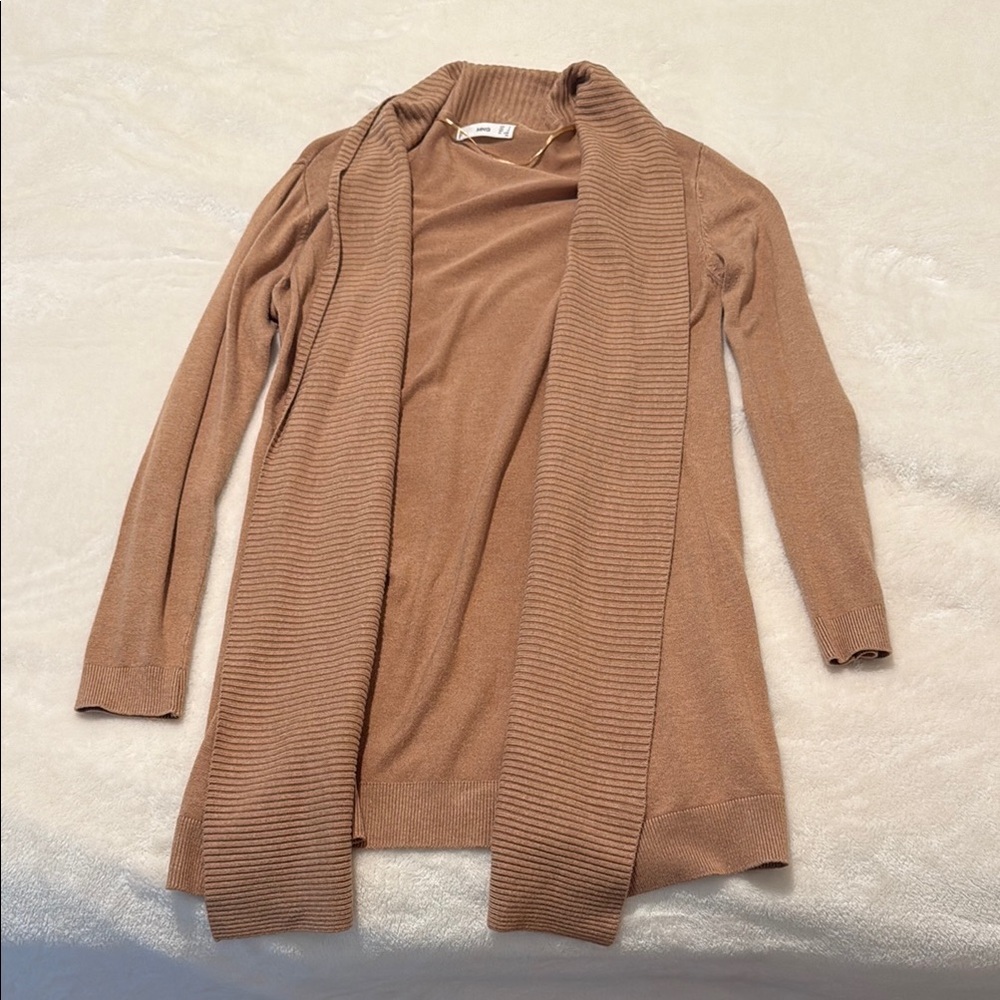 Mango Tan Knit Cardigan Sweater